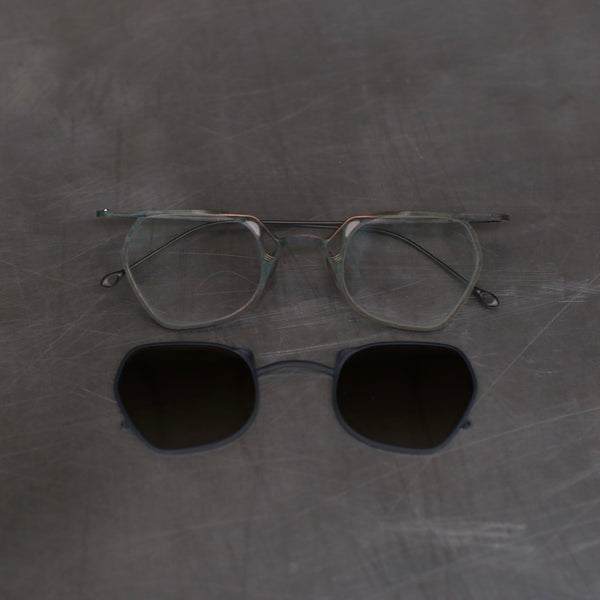 Rigards X TVA joint RG1999TVA series special-shaped double-layer sunglasses RG-RG1999TVA-GYSHTMQT ancient jade + dark gray frame transparent + bronze piece